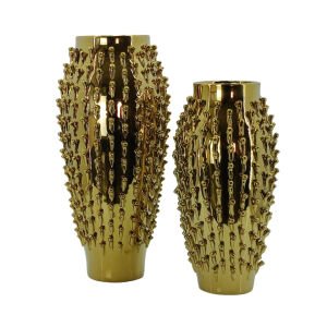 2li Set Gold Seramik Vazo 23x47cm