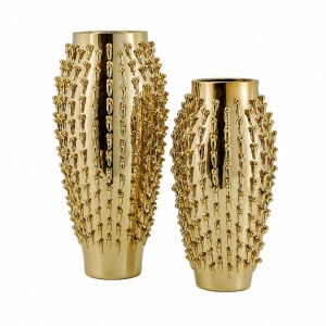 2li Set Gold Seramik Vazo 23x47cm