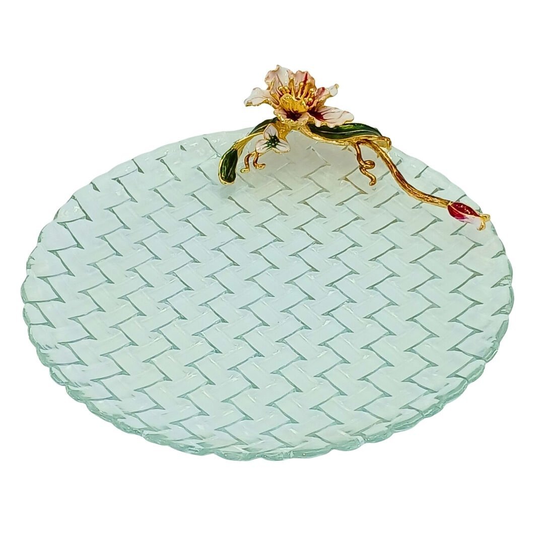 Çiçekli Cam Tabak 30cm