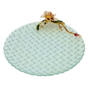 Çiçekli Cam Tabak 30cm