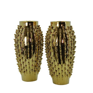 2li Set Gold Seramik Vazo 18x39cm
