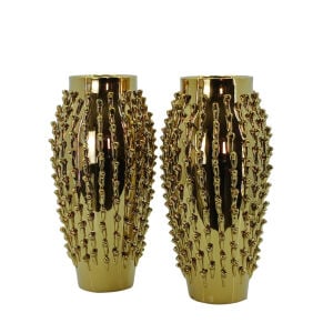 2li Set Gold Seramik Vazo 18x39cm