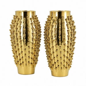 2li Set Gold Seramik Vazo 18x39cm