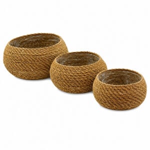 3lü Set Hasır Saksı 15x22cm