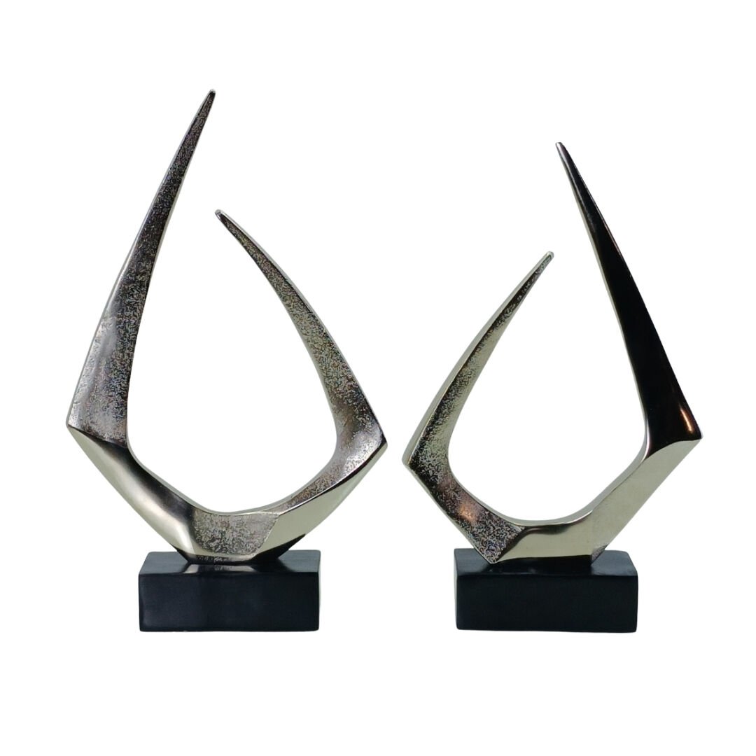2li Set Soyut Metal Obje 28x46cm