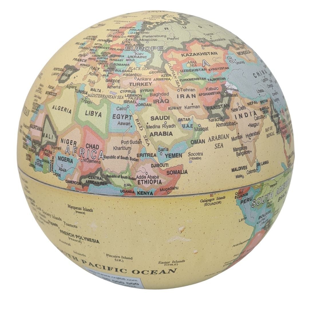 Dönen Işıklı Dünya Küre Sarı 15x25cm