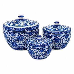 3lü Set Çini Seramik Kutu 17x20cm