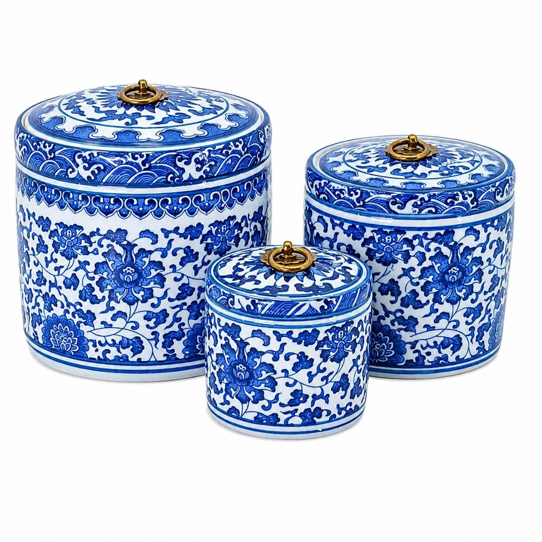 3lü Set Çini Seramik Kutu 15x16cm