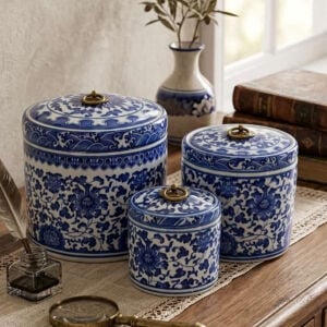 3lü Set Çini Seramik Kutu 15x16cm