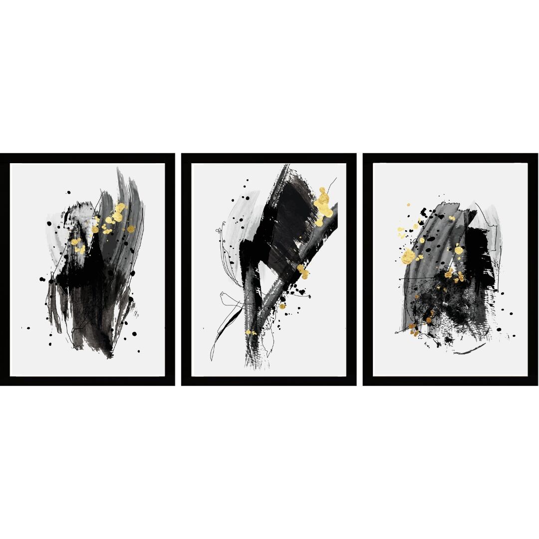 UV 3lü Set Soyut Tablo 80x180cm
