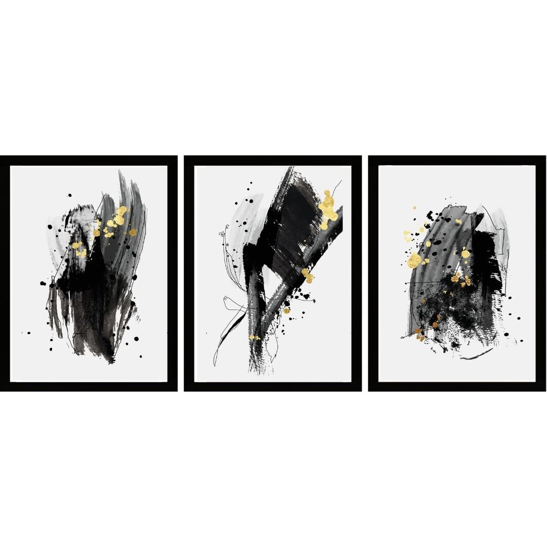 UV 3lü Set Soyut Tablo 80x180cm