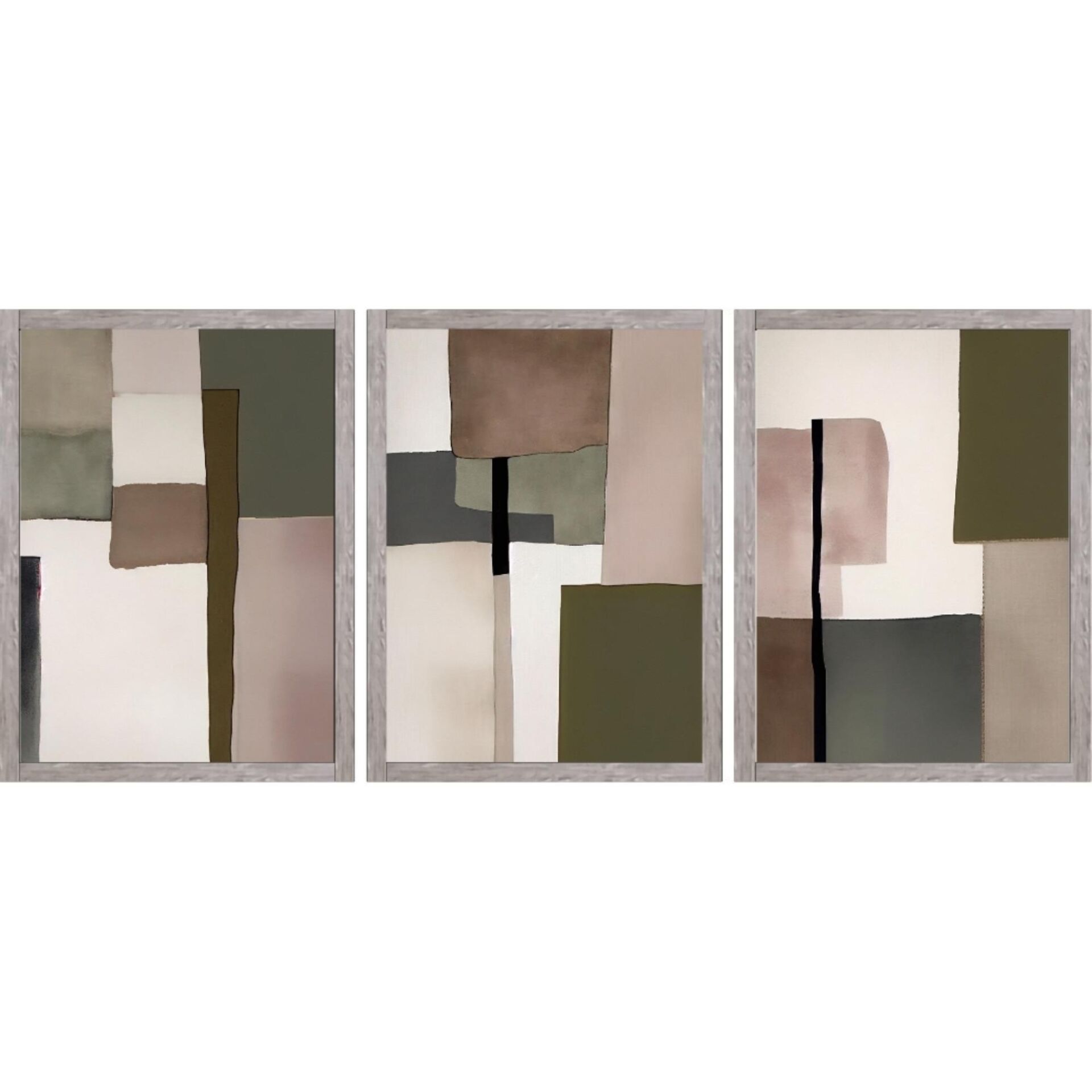 UV 3lü Set Soyut Tablo 80x180cm