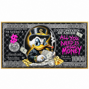 Epoksi PopArt Duck Money Tablo 65x150cm