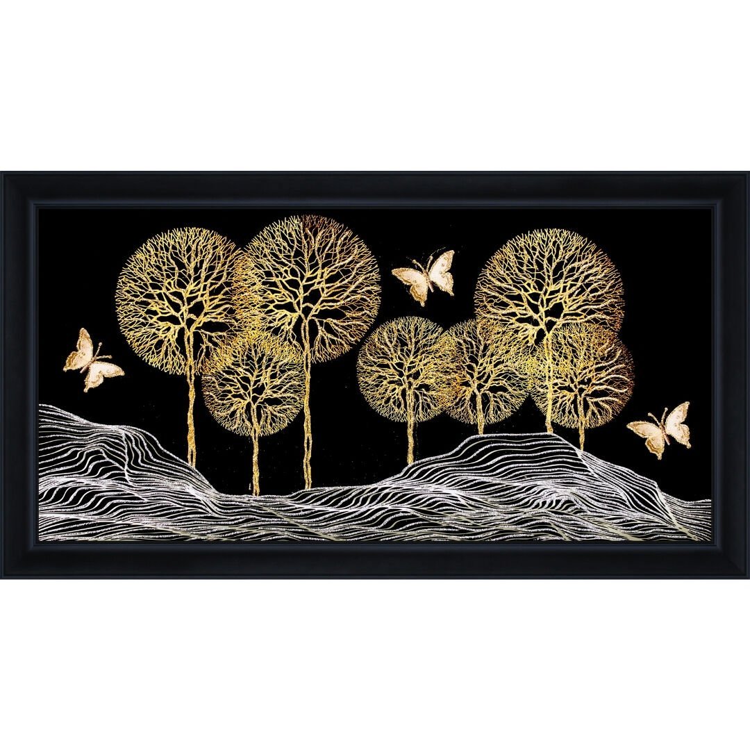 Kelebekli Soyut Tuval Tablo 85x155cm