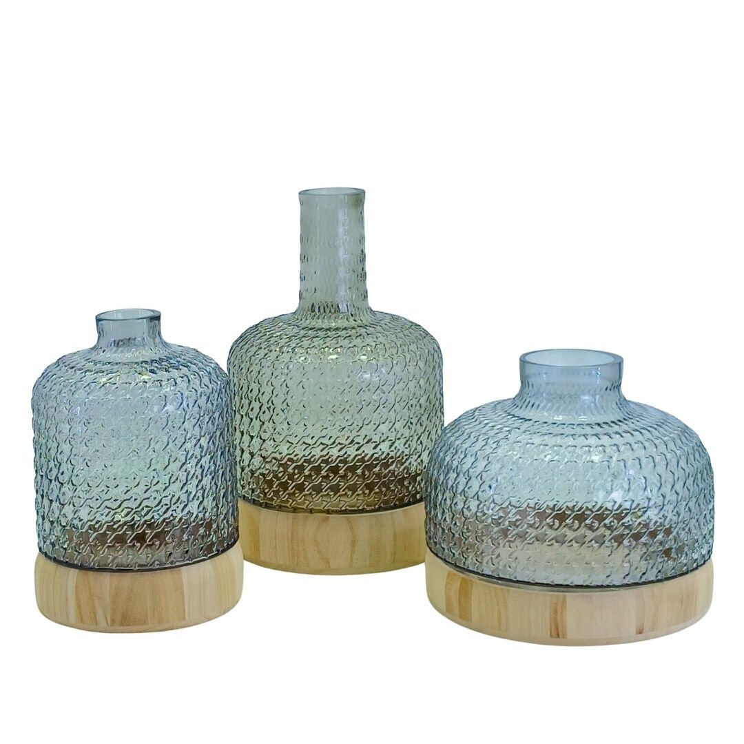 3lü Set Lidya Cam Vazo 18x28cm