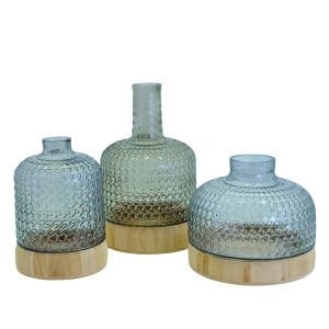 3lü Set Lidya Cam Vazo 18x28cm