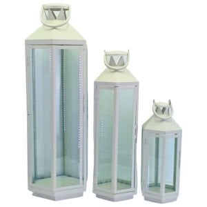 3lü Set Metal Fener Beyaz 25x92cm
