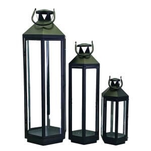 3lü Set Metal Fener Siyah 25x92cm