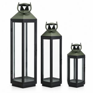 3lü Set Metal Fener Siyah 25x92cm
