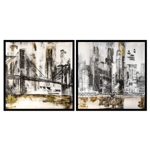 2 li Set City Tuval Tablo 105x210cm