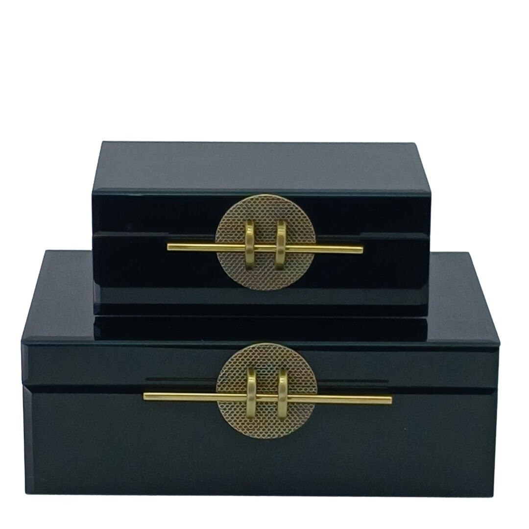 2li Set Dekoratif Kutu Siyah 19x28cm