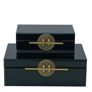 2li Set Dekoratif Kutu Siyah 19x28cm