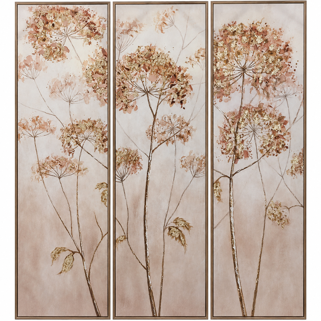 3lü Set Çiçekli Rölyef Tablo 130x123cm