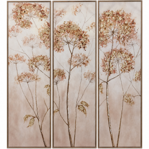 3lü Set Çiçekli Rölyef Tablo 130x123cm