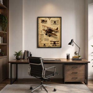 UV Retro Uçak Tablo 60x80cm
