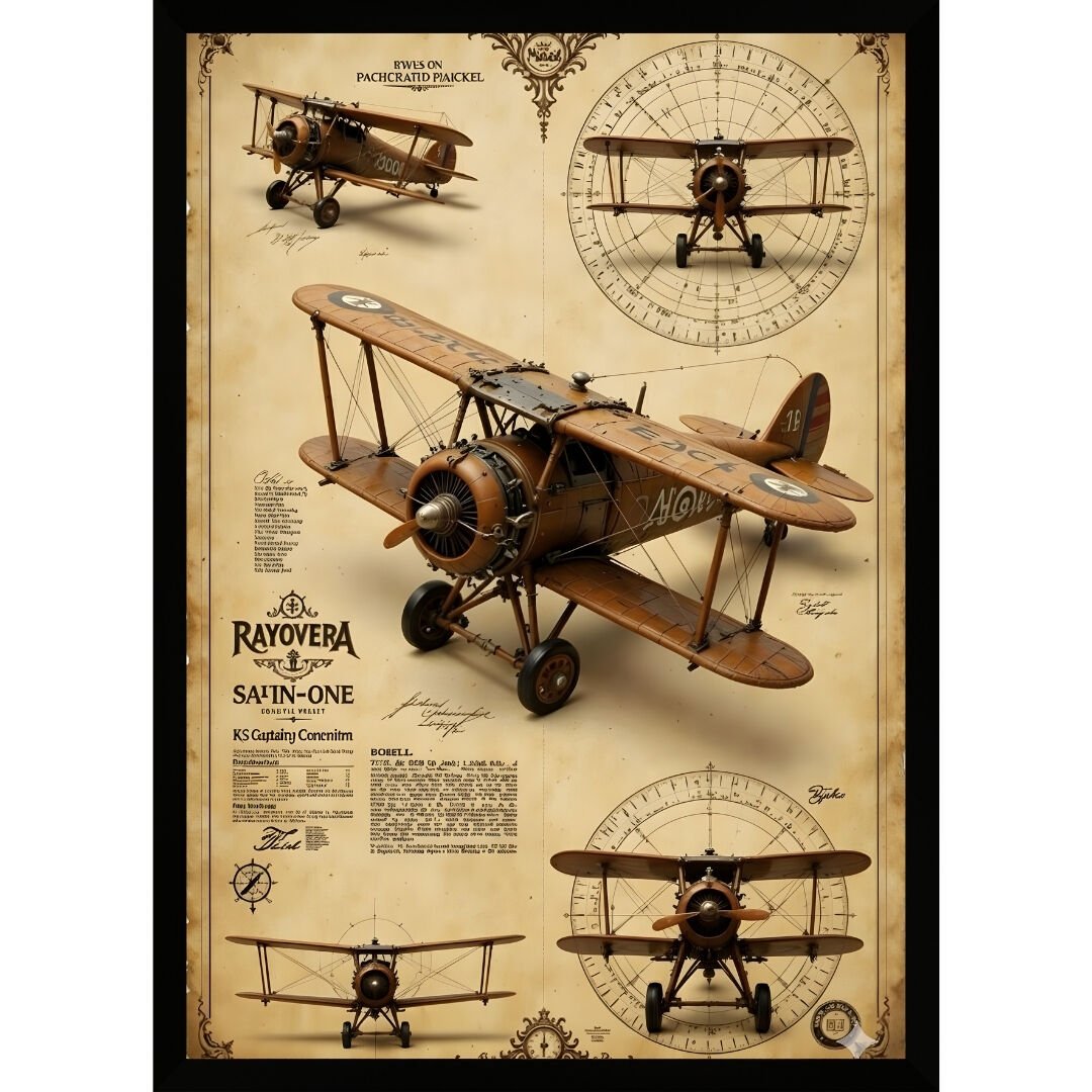 UV Retro Uçak Tablo 60x80cm