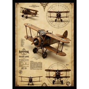 UV Retro Uçak Tablo 60x80cm