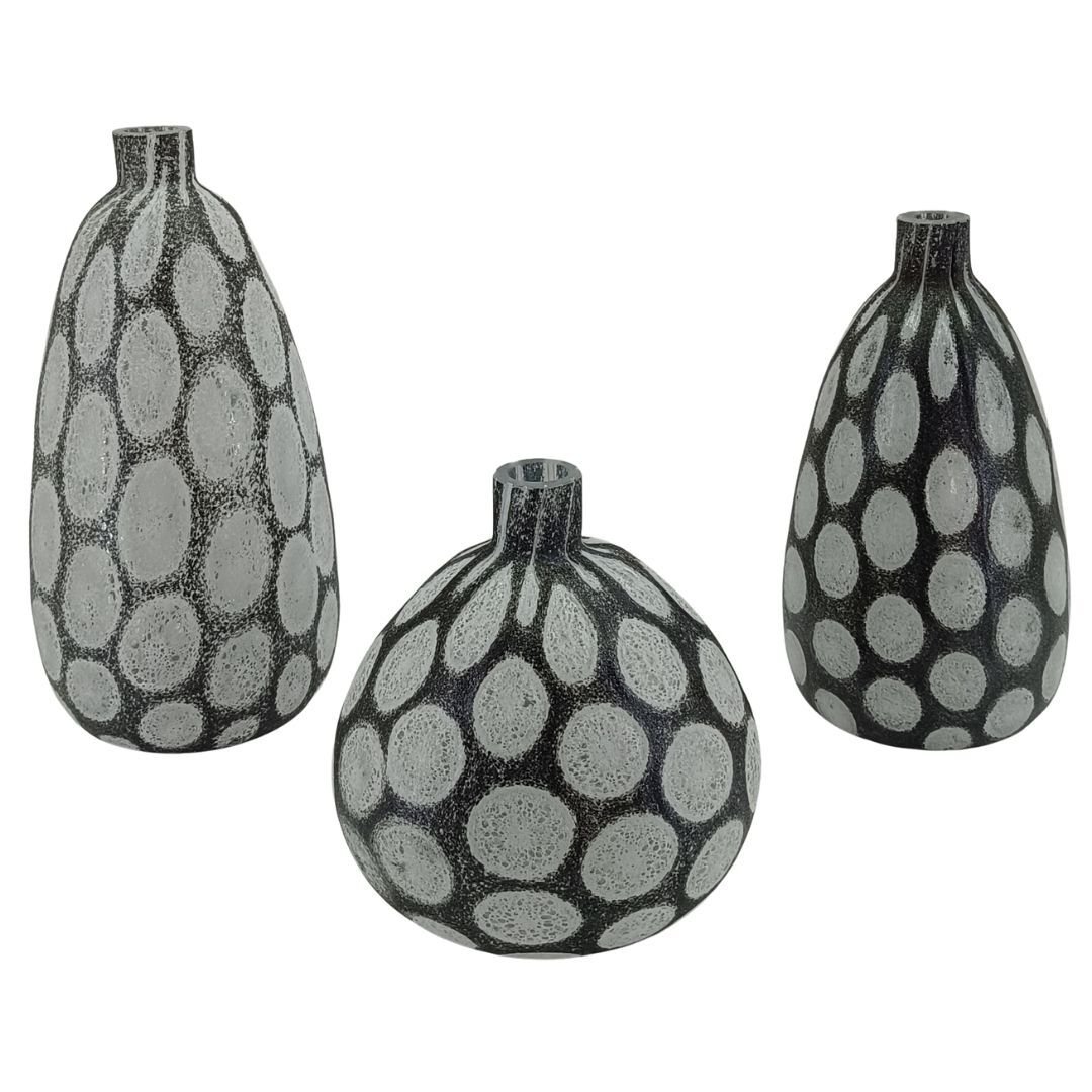 3lü Set Renkli Cam Vazo 19x40cm