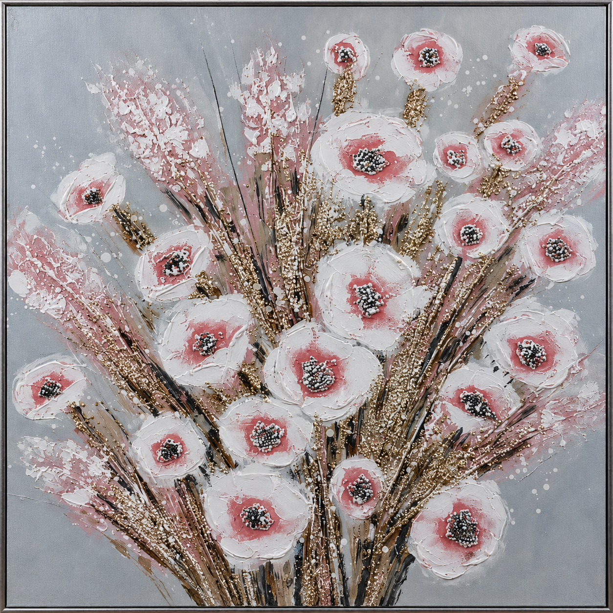 Çiçekler Rölyef Y.Boya Tablo 100x100cm