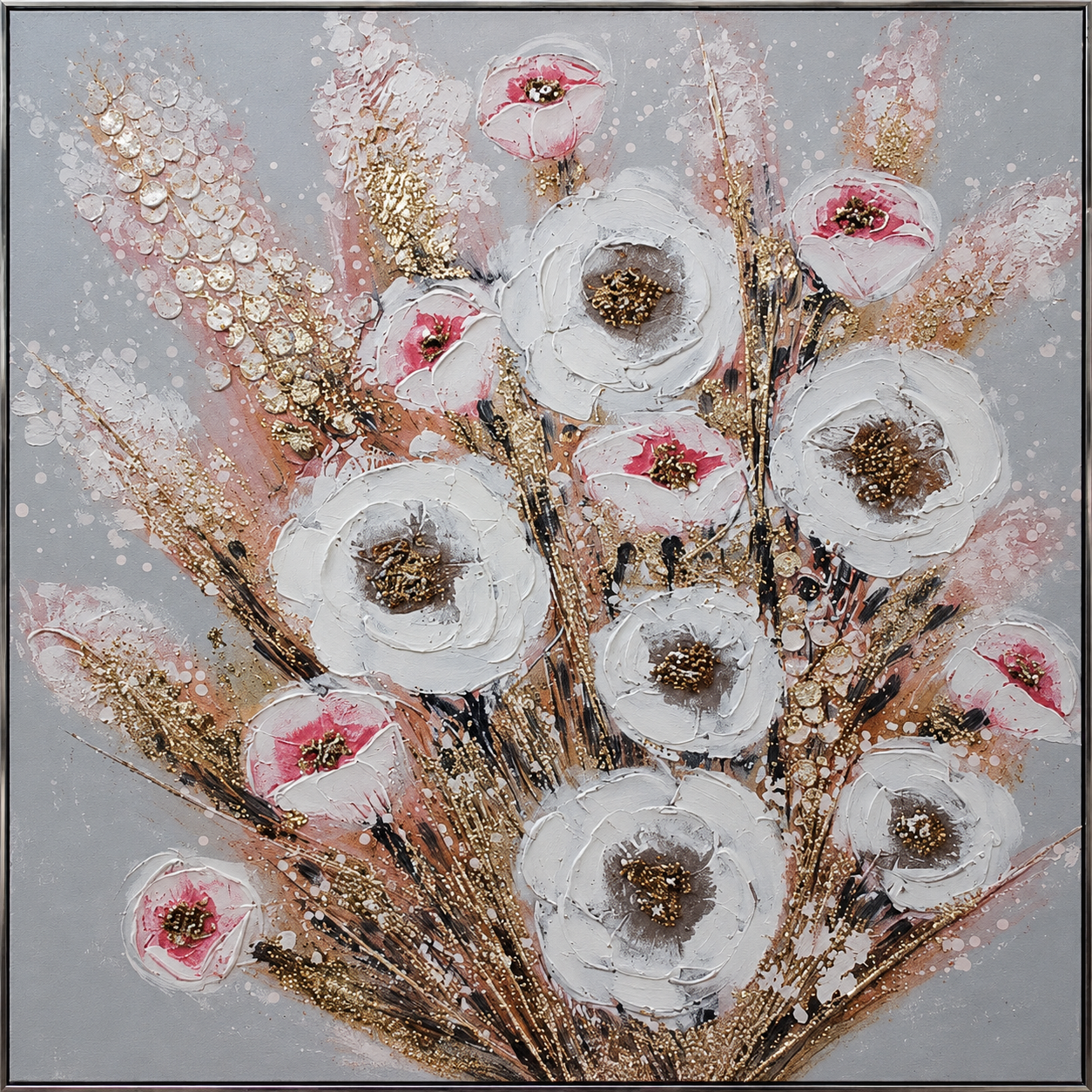 Çiçekler Rölyef Y.Boya Tablo 100x100cm