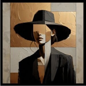 UV Şapkalı Kadın Tablo 85x85cm