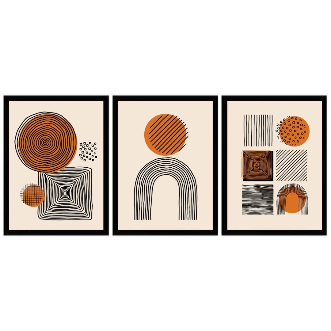 UV 3lü Set Soyut Tablo 80x180cm