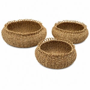 3 lü Set Hasır Sepet 20x45cm