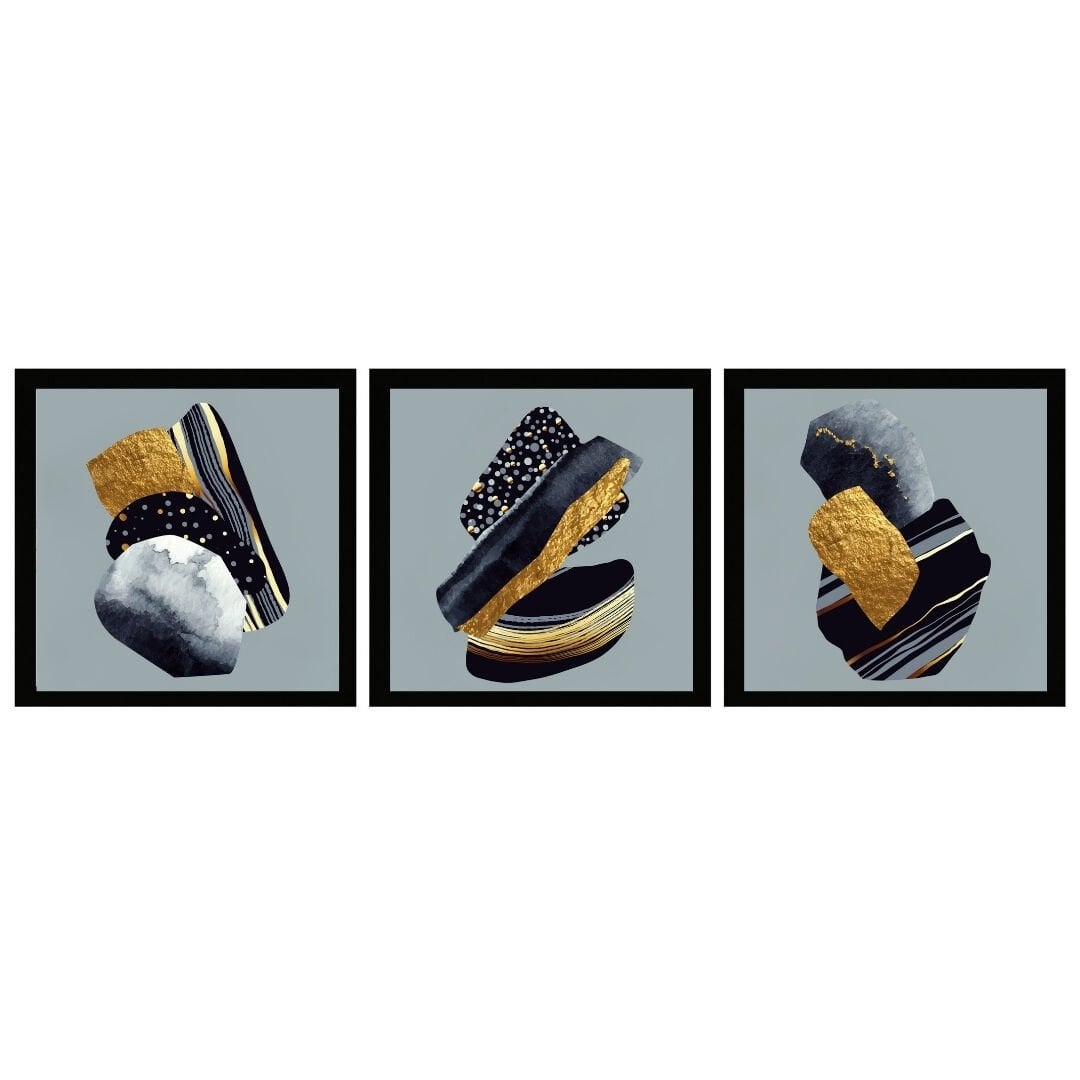 UV 3lü Set Soyut Tablo 48x144cm