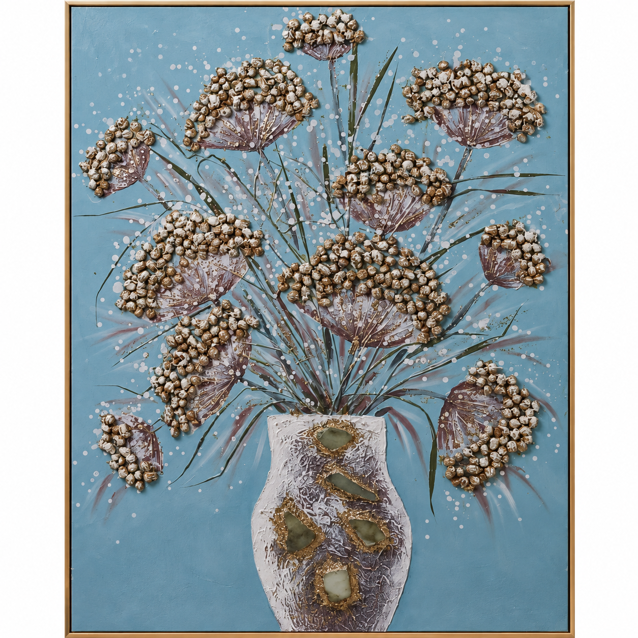 Saksılı Çiçekler Rölyef Tablo 90x120cm