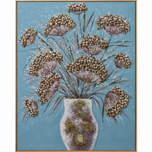 Saksılı Çiçekler Rölyef Tablo 90x120cm