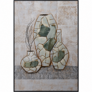 Doğal Taşlı Saksılar Rölyef Tablo 90x120cm