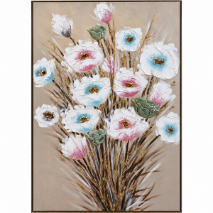 Renkli Çiçekler Rölyef Tablo 80x120cm
