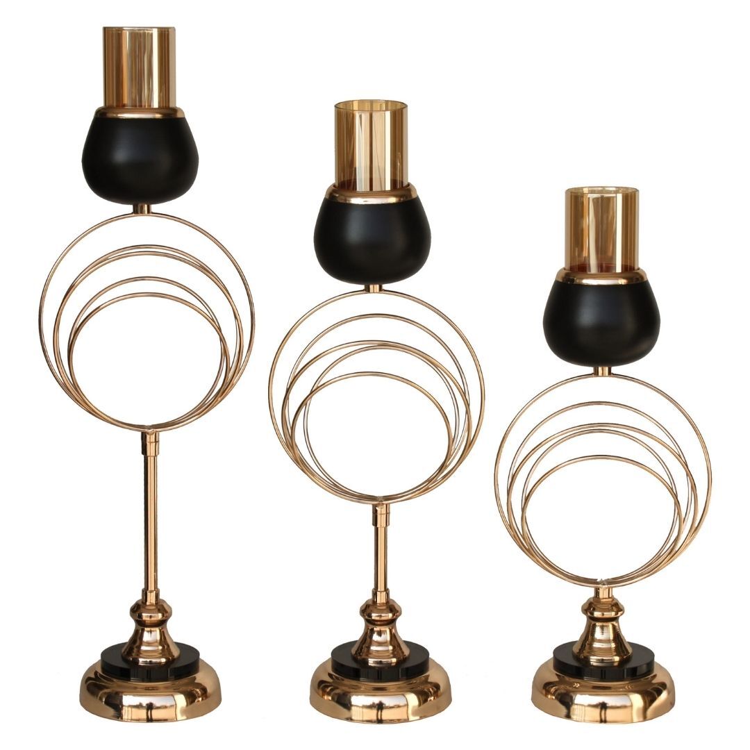 3lü Set Milano Altın Şamdan 15x42cm
