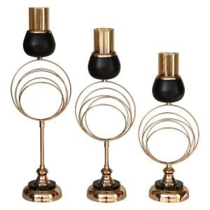 3lü Set Milano Altın Şamdan 15x42cm