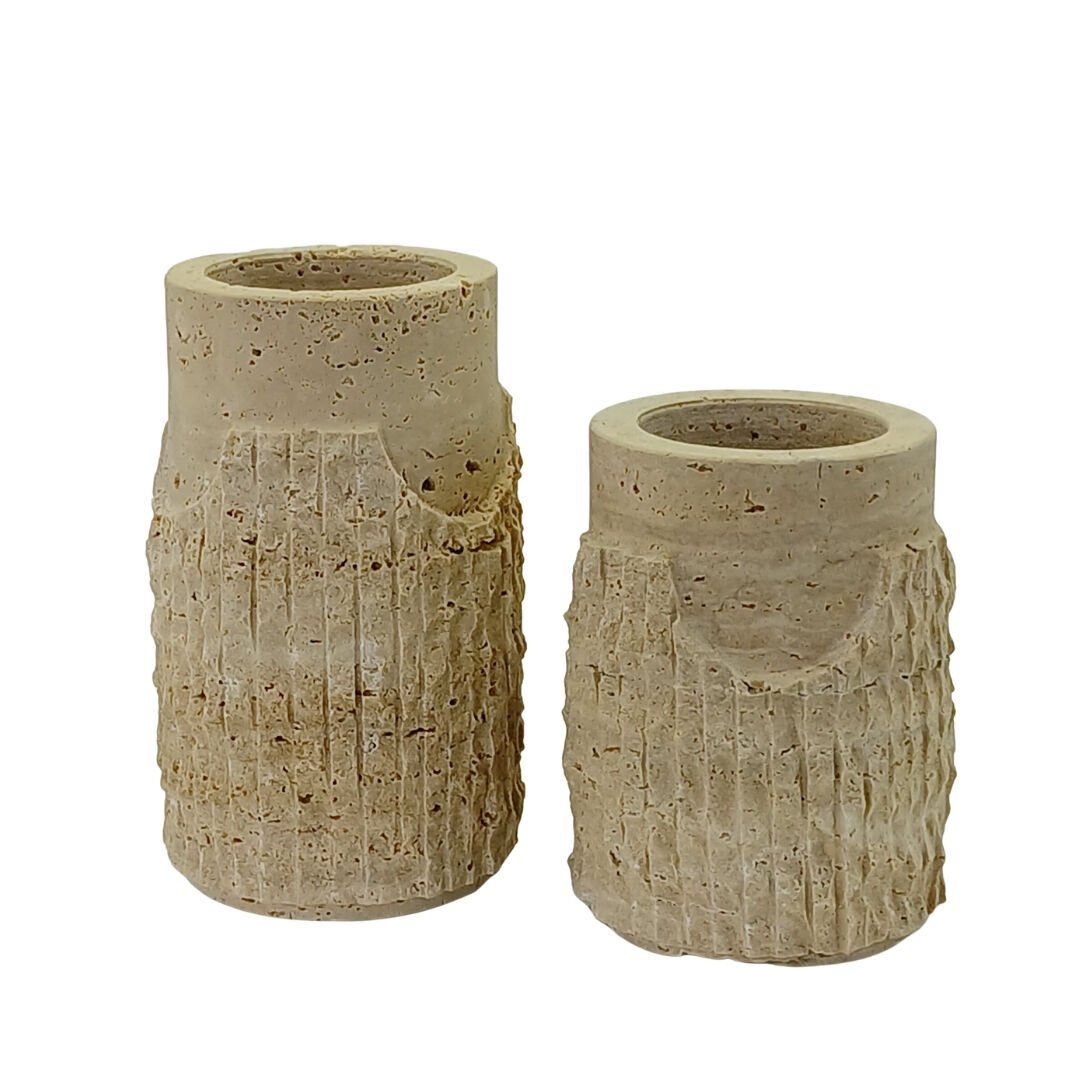 2li Set Traverten Vazo 14x25cm