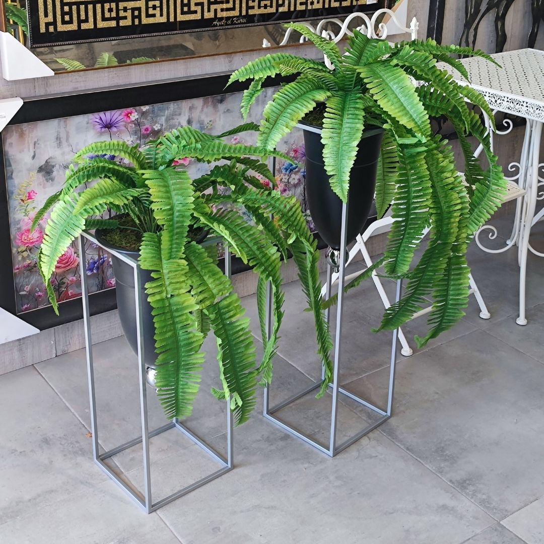 2li Set Bitkili Saksı Gümüş 90x125cm