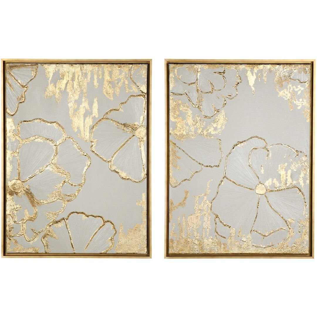 2li Set Çiçekli Yağlıboya Tablo 90x136cm