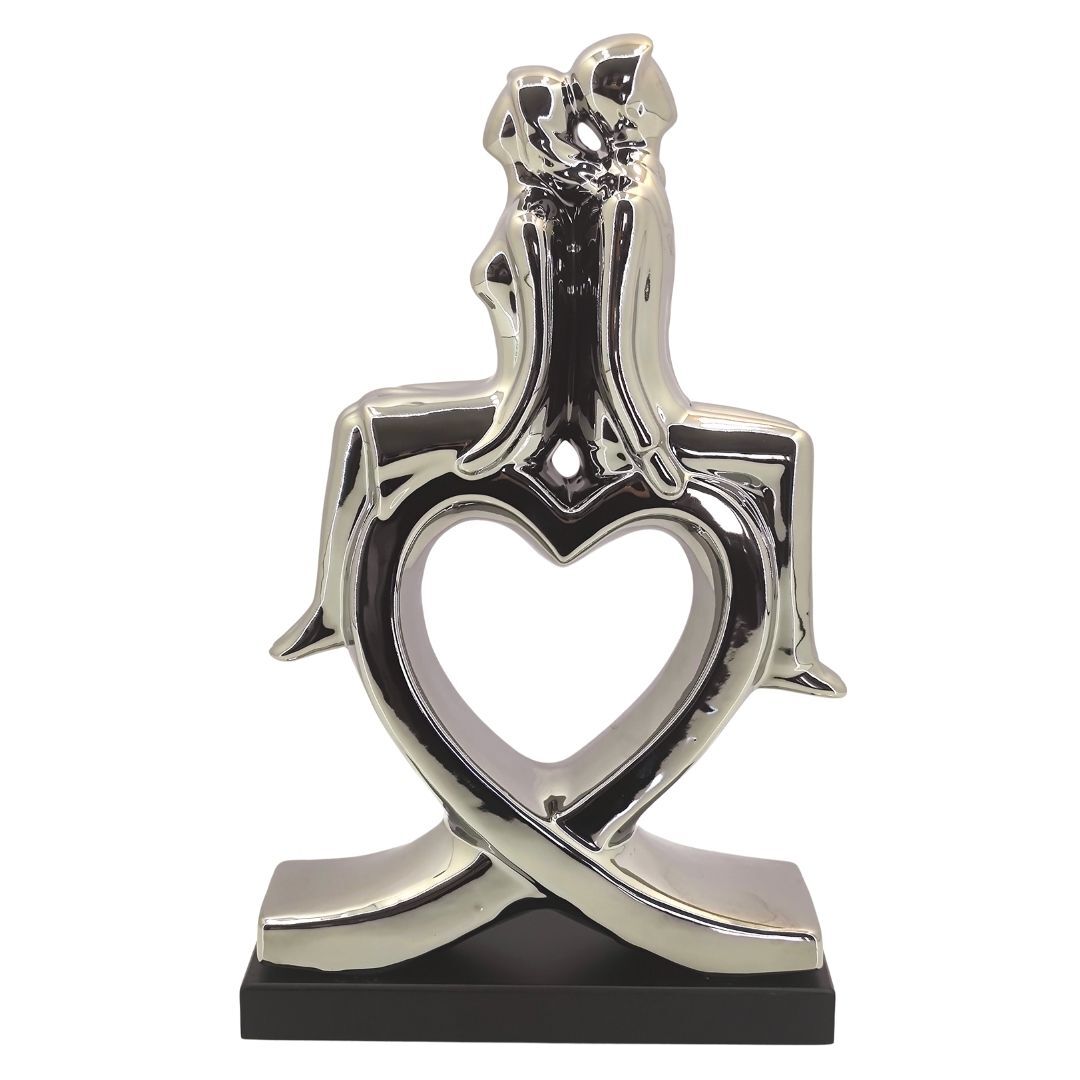 Tiran Kalpli Çift Biblo Gümüş 25x40cm