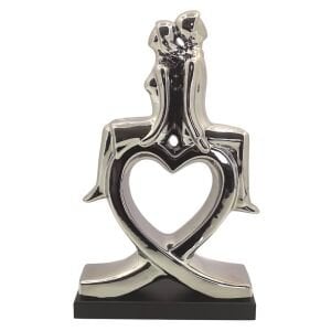 Tiran Kalpli Çift Biblo Gümüş 25x40cm