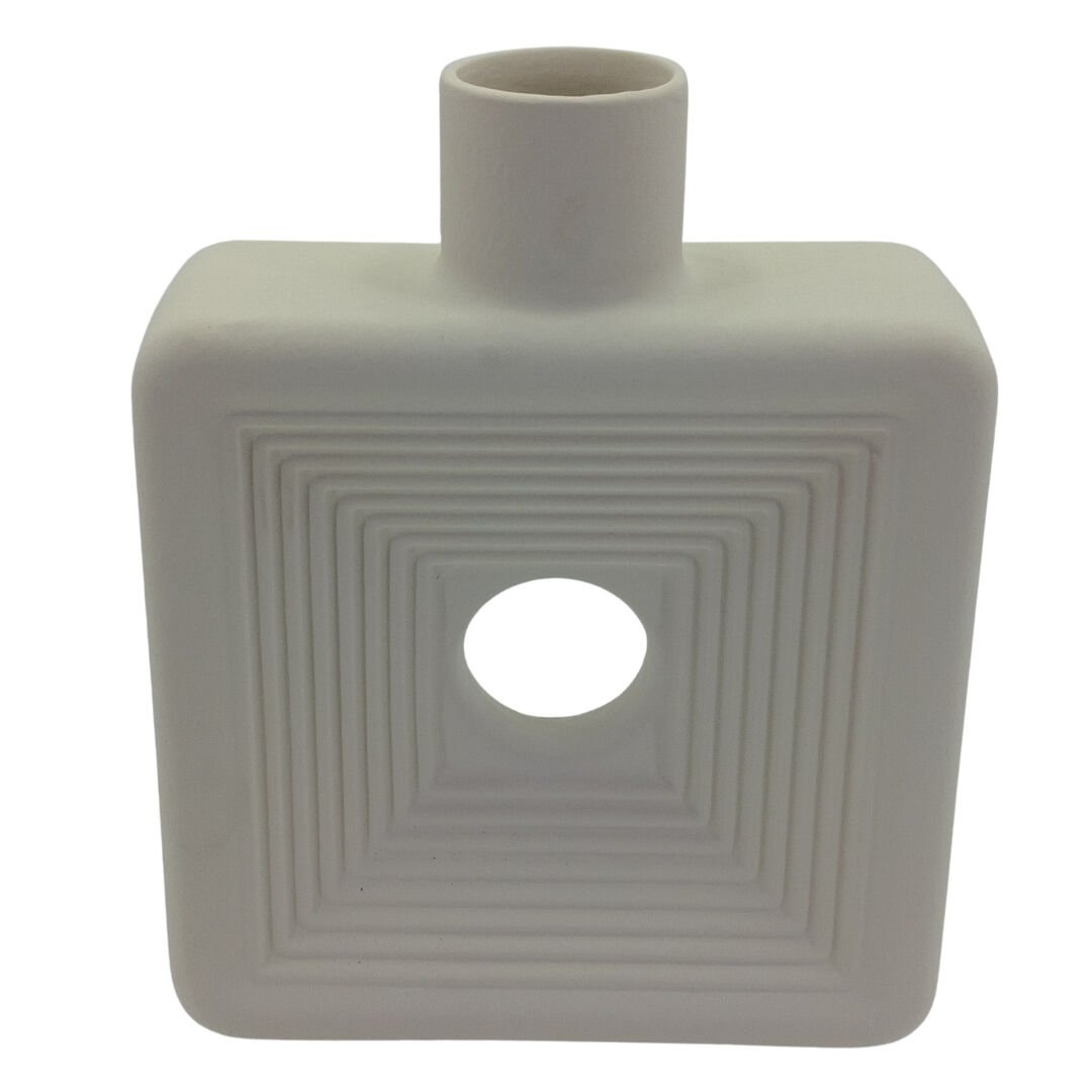 Seramik Kare Vazo Beyaz 20x25cm